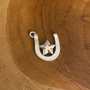 RETIRED James Avery Horseshoe Star Charm, Sterling Silver